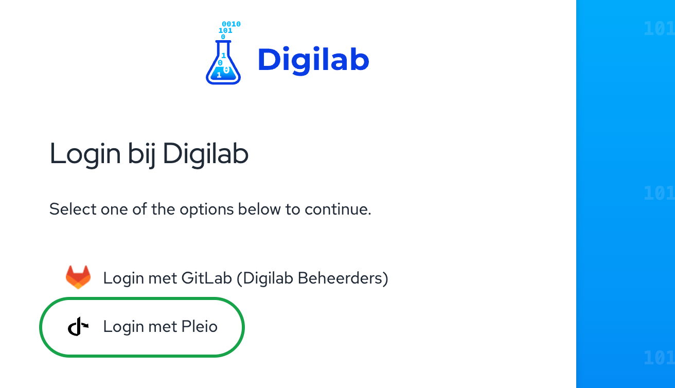 Login bij Digilab, met GitLab en Pleio