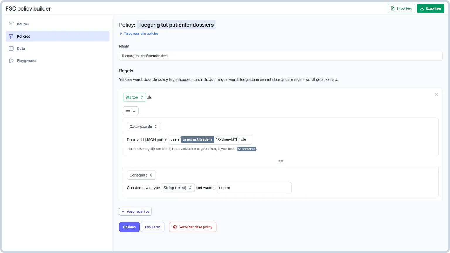 FSC policy builder